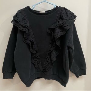 Zara Girls Black Ruffle Sweater Size 7